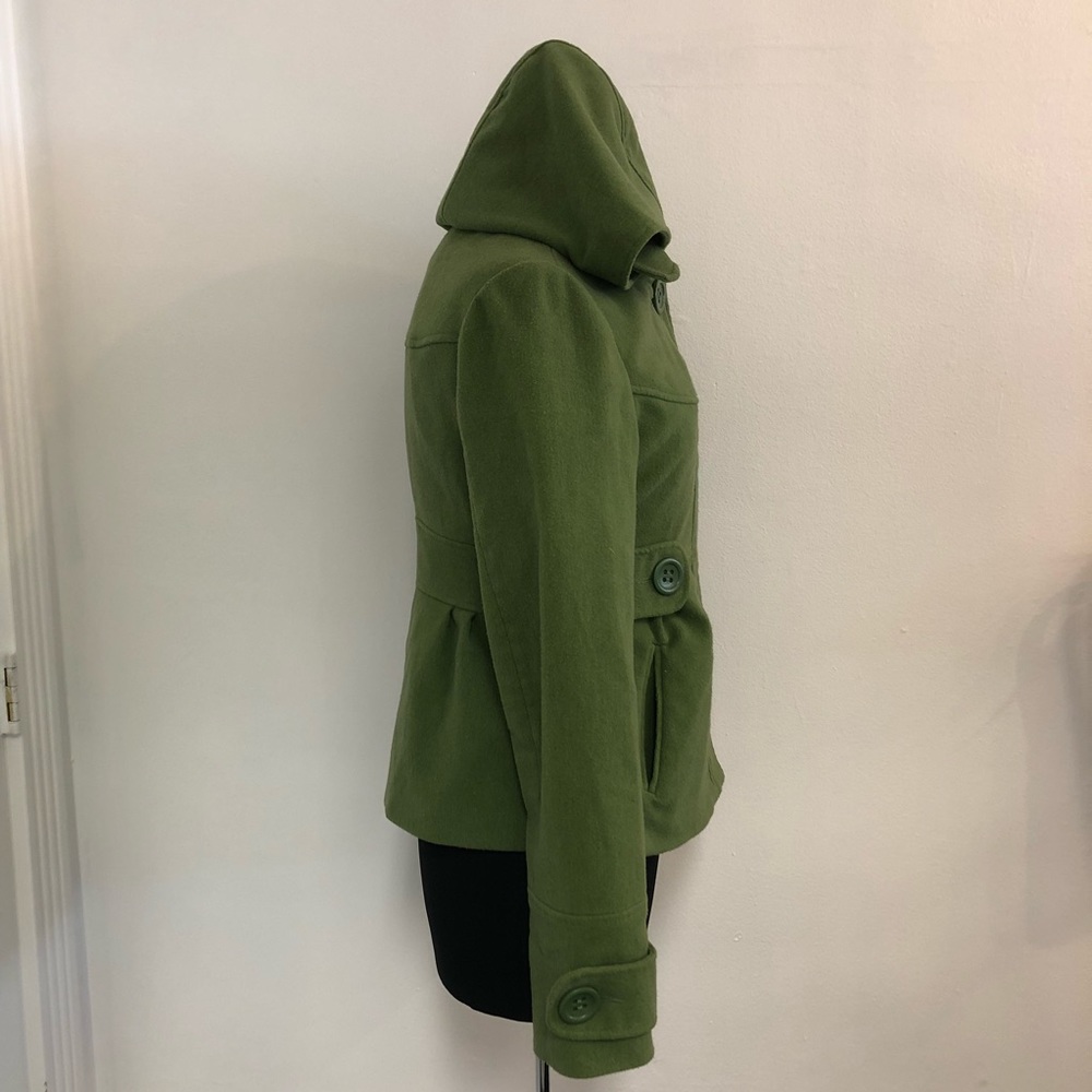 Jack by BB Dakota Sz. Med Green Hooded Coat - Picture 2 of 5